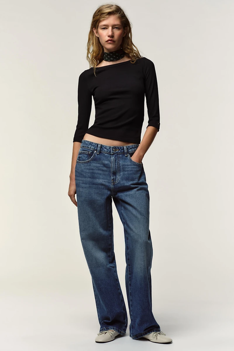 BUTTON RIBBED T-SHIRT