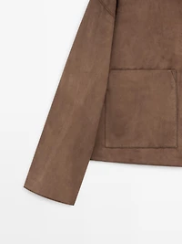 Flowing leather jacket with suede finish