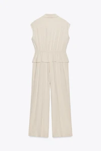 LINEN TWO-PIECE EFFECT JUMPSUIT