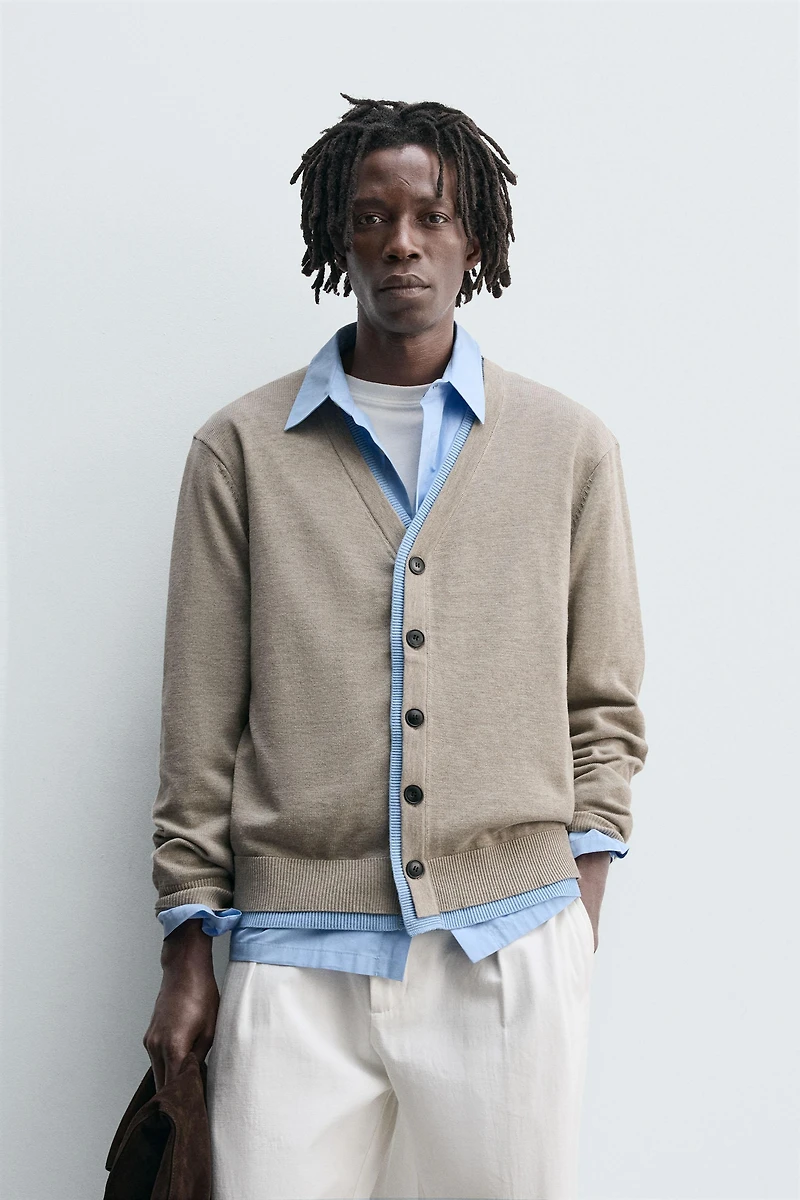 CONTRAST TRIM CARDIGAN