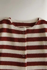 BABY STRIPED TERRY FOOTED ROMPER
