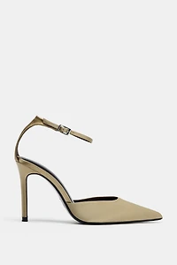 SATIN ANKLE STRAP HEELS