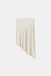 ASYMMETRIC POLKA DOT SATIN SKIRT
