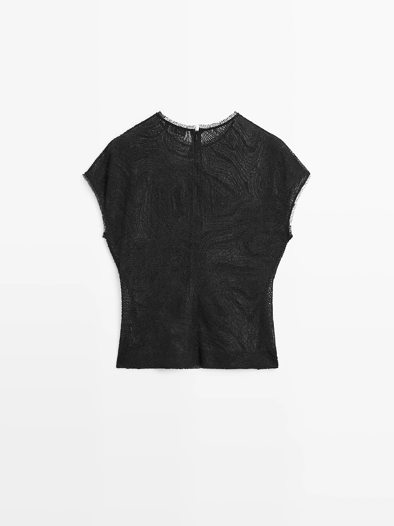Semi-sheer embroidered top