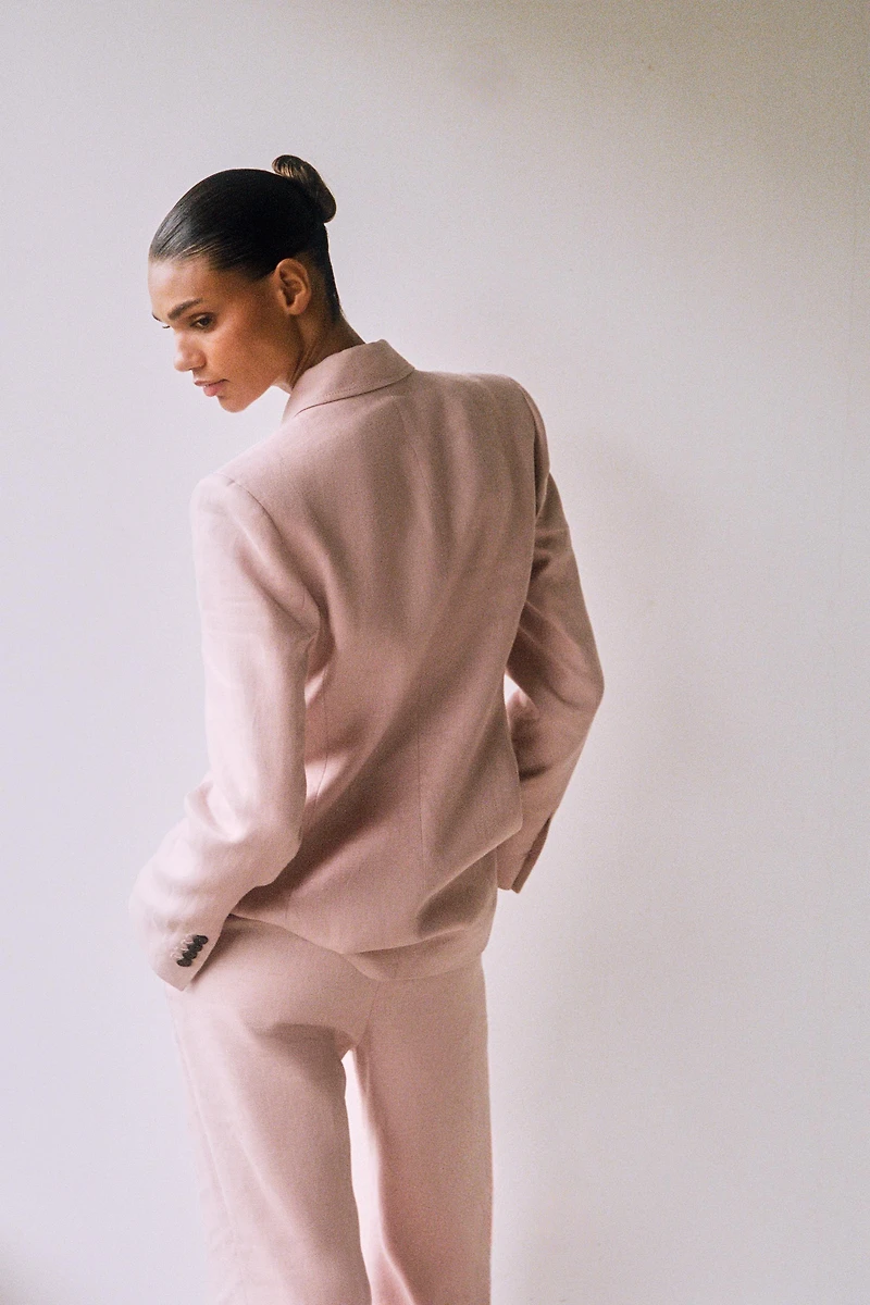 100% LINEN DOUBLE-BREASTED BLAZER