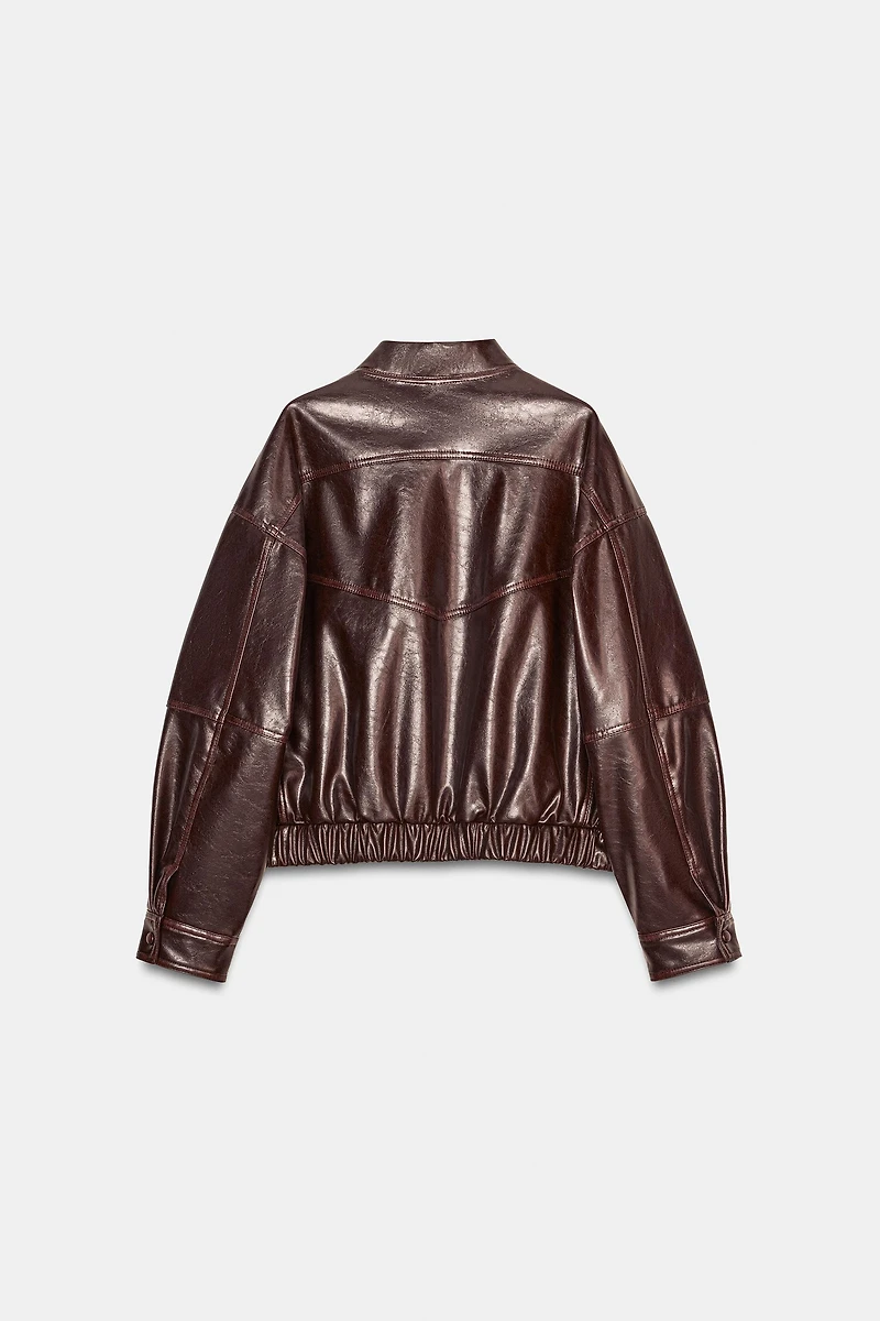 FAUX LEATHER BOMBER JACKET