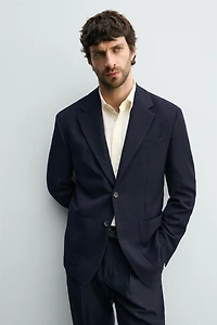 100% WOOL PLAID REGULAR FIT BLAZER