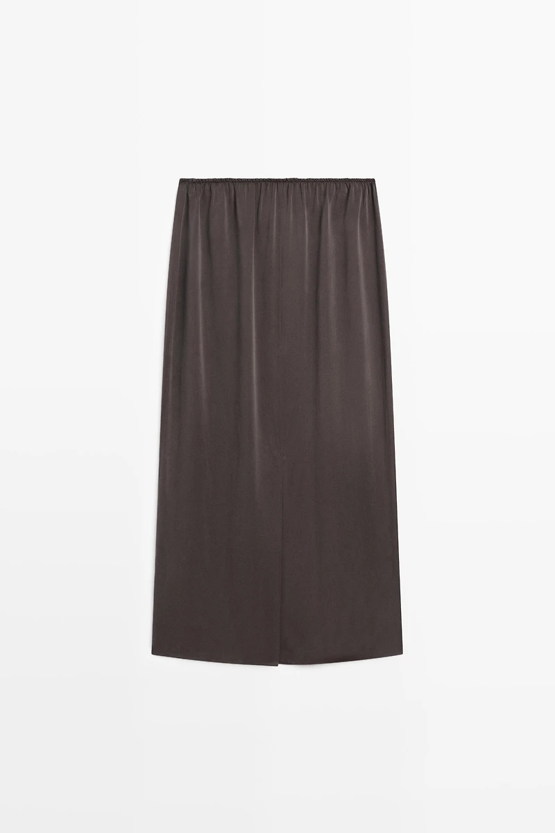100% silk straight midi skirt