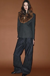 FITTED BLAZER WITH FAUX FUR COLLAR ZW COLLECTION