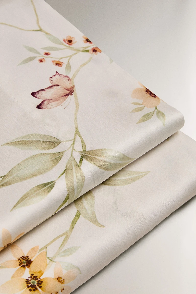 FLORAL PRINT SATEEN FLAT SHEET