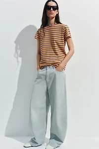 COTTON AND LINEN STRIPED T-SHIRT