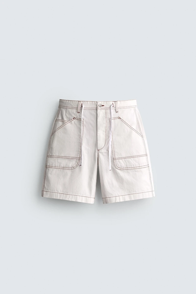 CONTRAST STITCH RELAXED FIT SHORTS