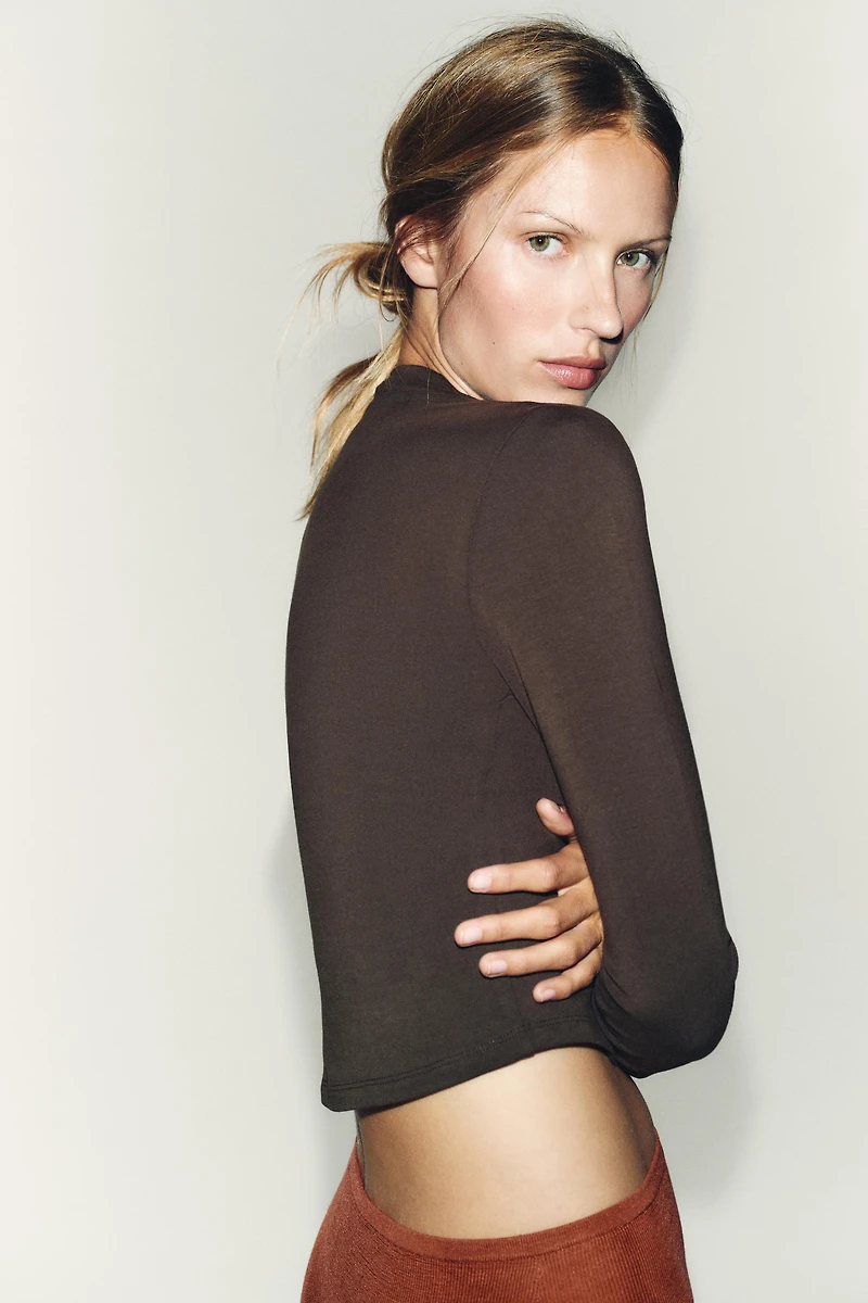 COTTON MODAL RUCHED T-SHIRT