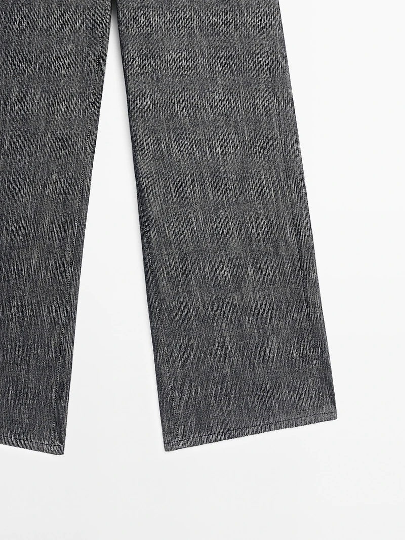 Mid-rise wide-leg trousers