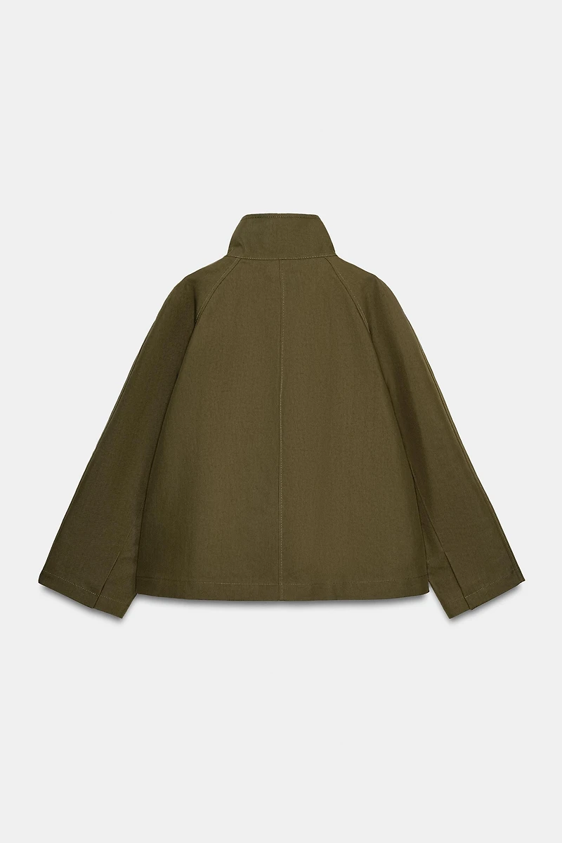 ZW COLLECTION SHORT HIGH-NECK TRENCH COAT