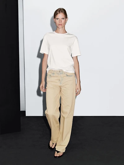 Jean large mid-rise coton