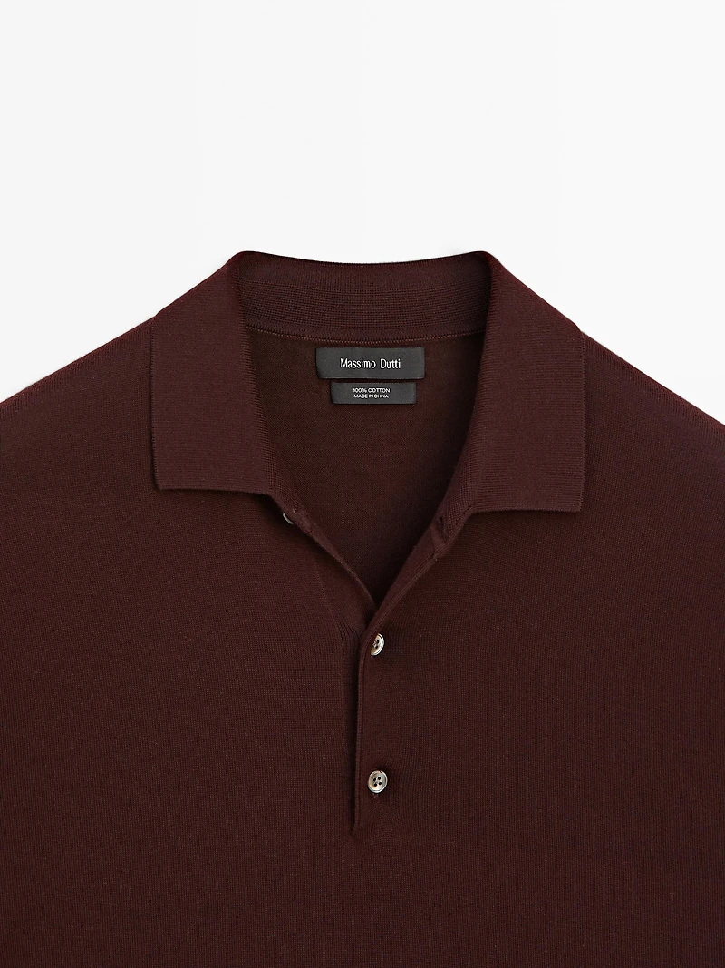 Short sleeve knit polo shirt