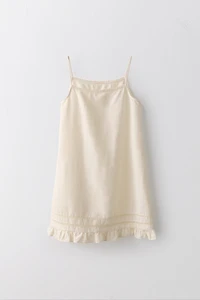 6-12 YEARS / LIMITED EDITION LINEN COTTON TUNIC DRESS WITH LACE TRIM