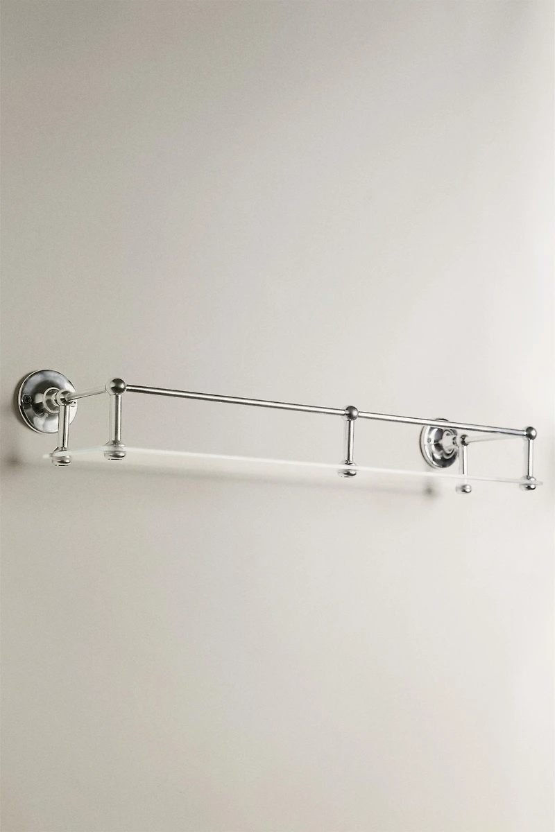 METAL AND GLASS BATHROOM SHELF
