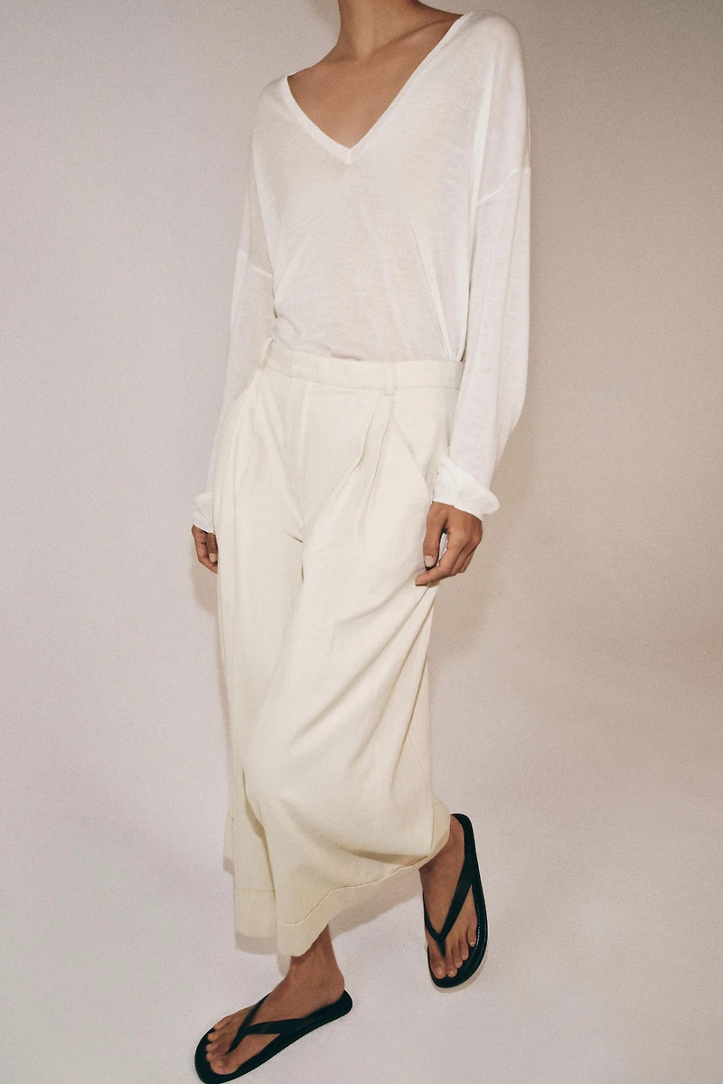 PLEATED LINEN PANTS ZW COLLECTION