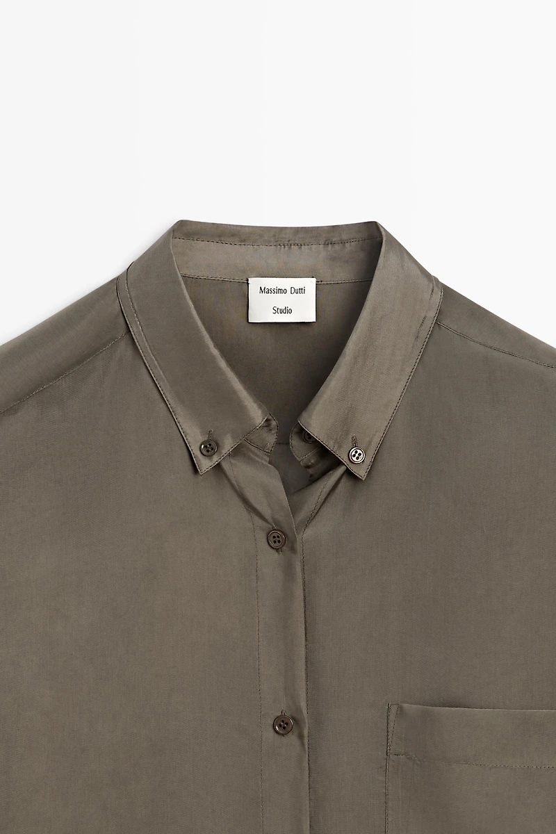 Flowing satin shirt with pocket - STUDIO