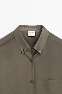 Flowing satin shirt with pocket - STUDIO