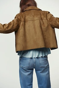 FAUX SUEDE CROPPED JACKET