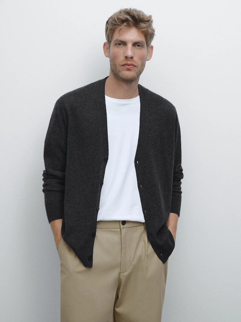 Cardigan à col en V 100 % cachemire
