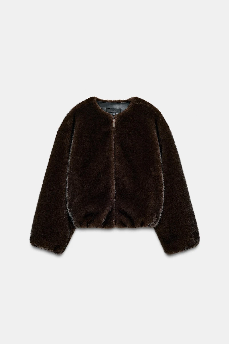 FAUX FUR BOMBER JACKET