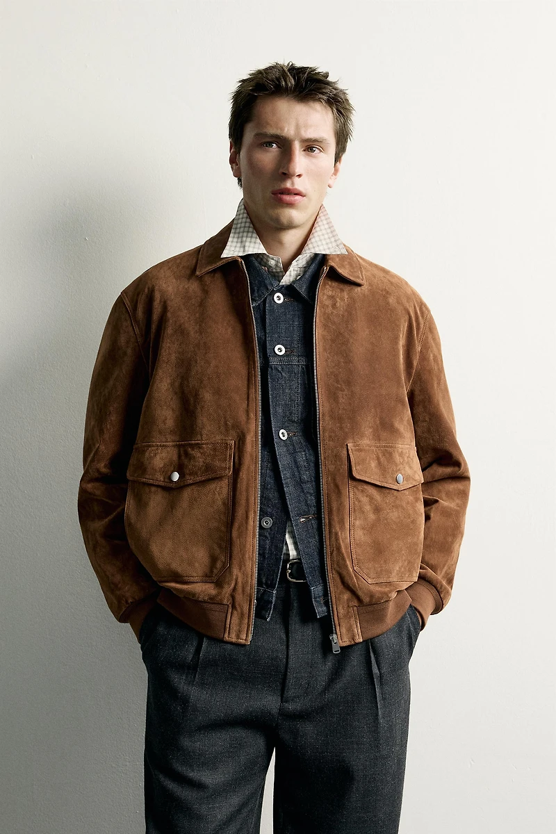 SUEDE LEATHER JACKET WITH POCKETS