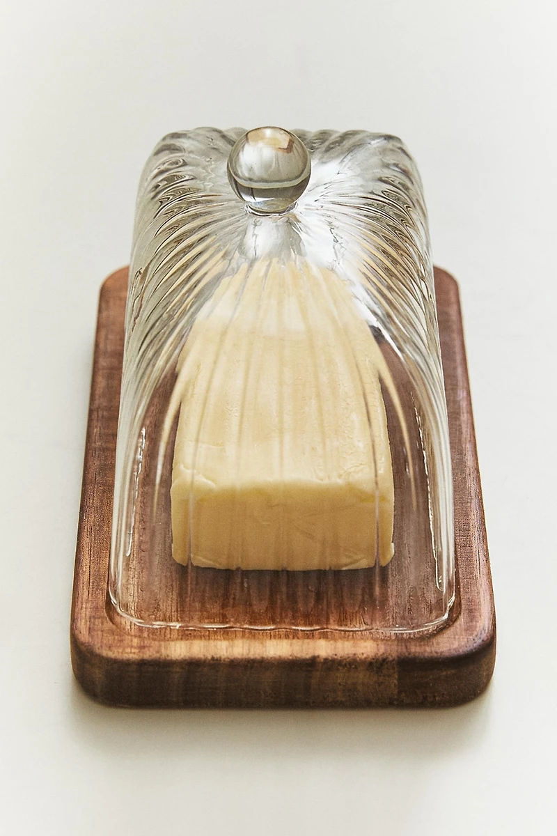 BEURRIER EN BOIS BOROSILICATÉ