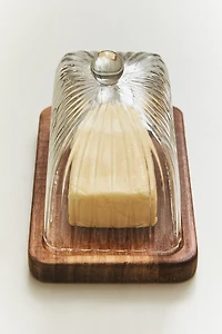 BEURRIER EN BOIS BOROSILICATÉ