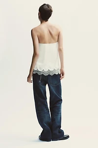 SATIN EFFECT LACE BUSTIER TOP