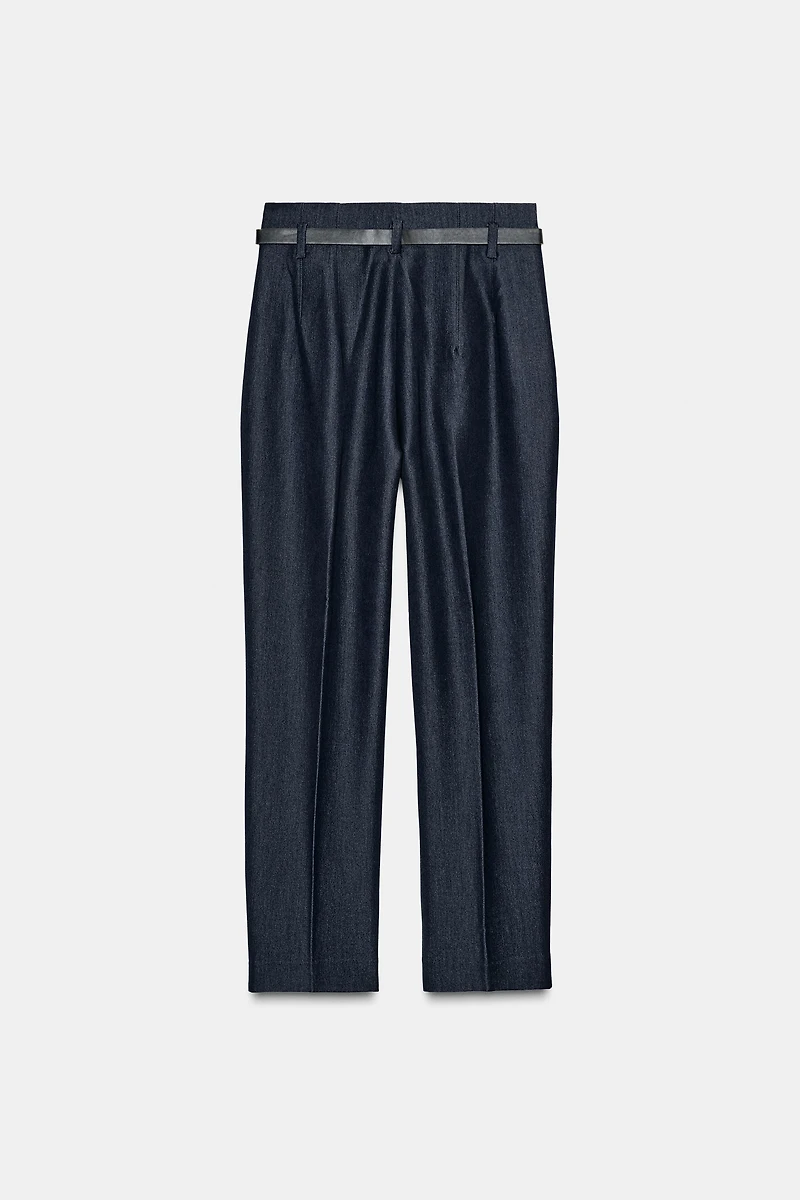 HIGH-WAISTED BELTED PANTS