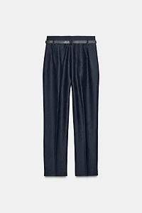 HIGH-WAISTED BELTED PANTS