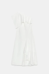 ROBE ASYMÉTRIQUE À VOLANTS EN LIN ZW COLLECTION