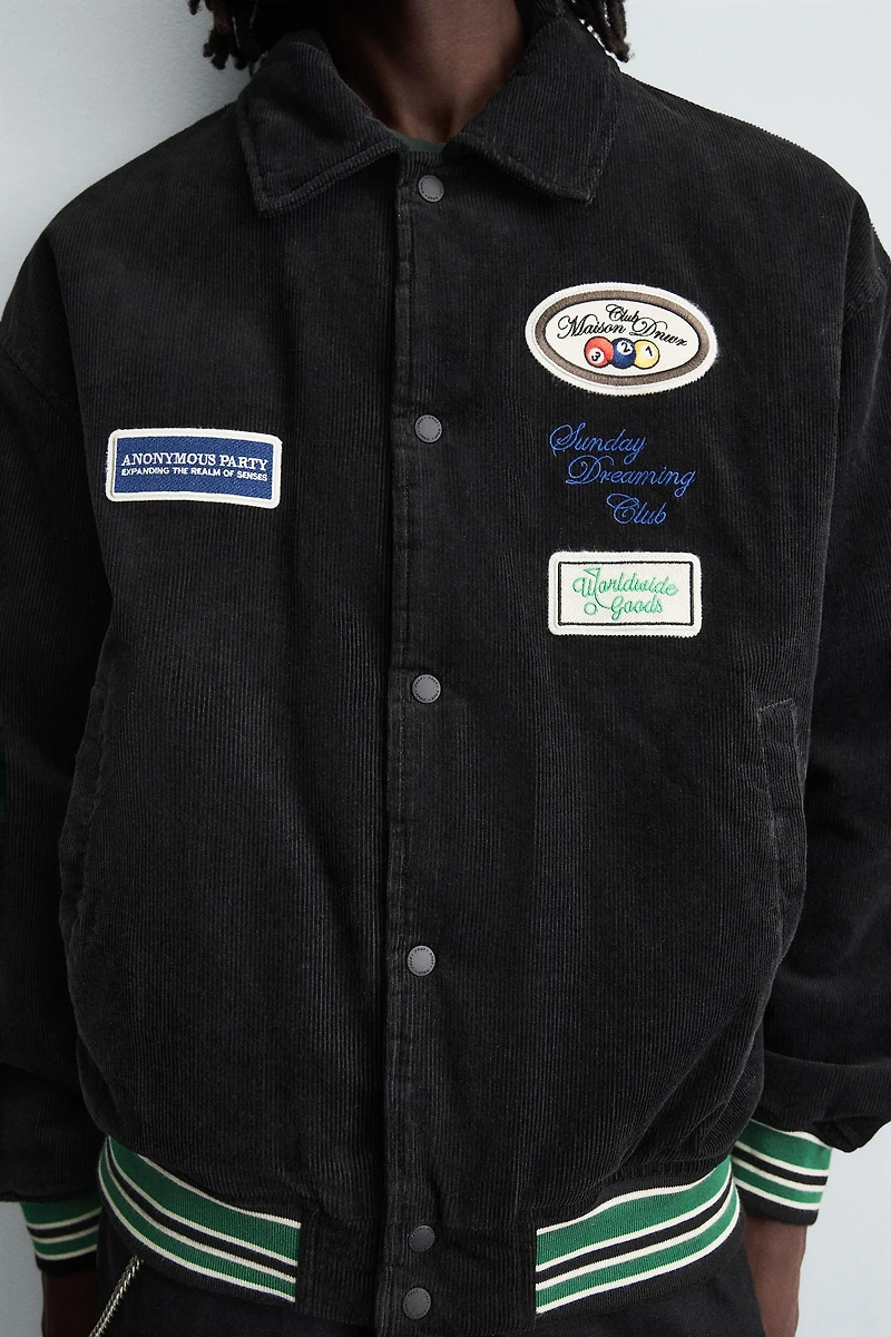 CORDUROY EMBROIDERED PATCH JACKET