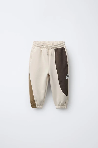 COLOR BLOCK JOGGER PANTS WITH LABEL