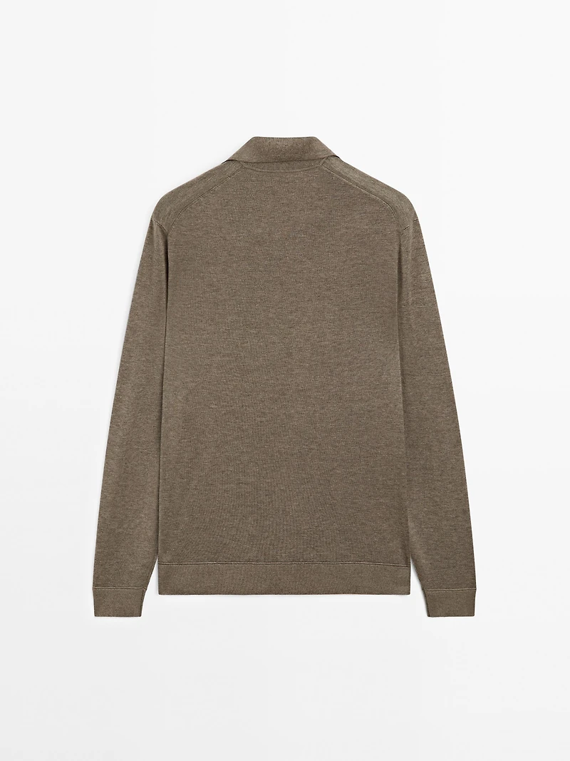 V-neck knit polo sweater