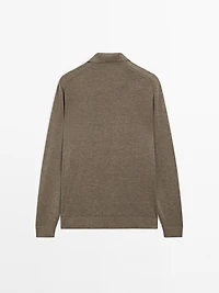 V-neck knit polo sweater