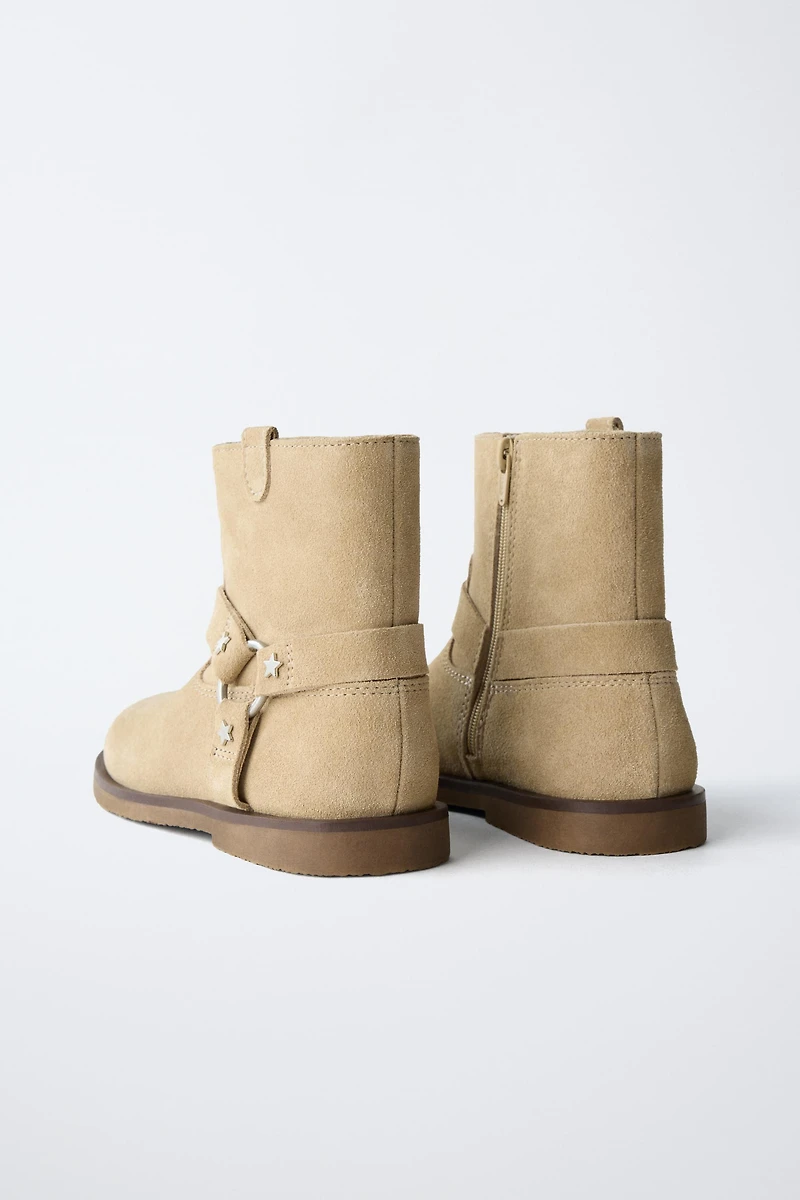 LEATHER BIKER BOOTS