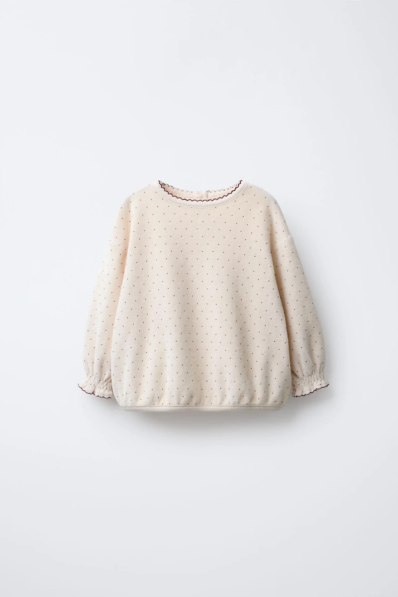 POLKA DOT VELVET SWEATSHIRT
