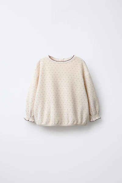 POLKA DOT VELVET SWEATSHIRT