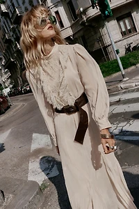 ROBE MIDI DENTELLE CEINTURE