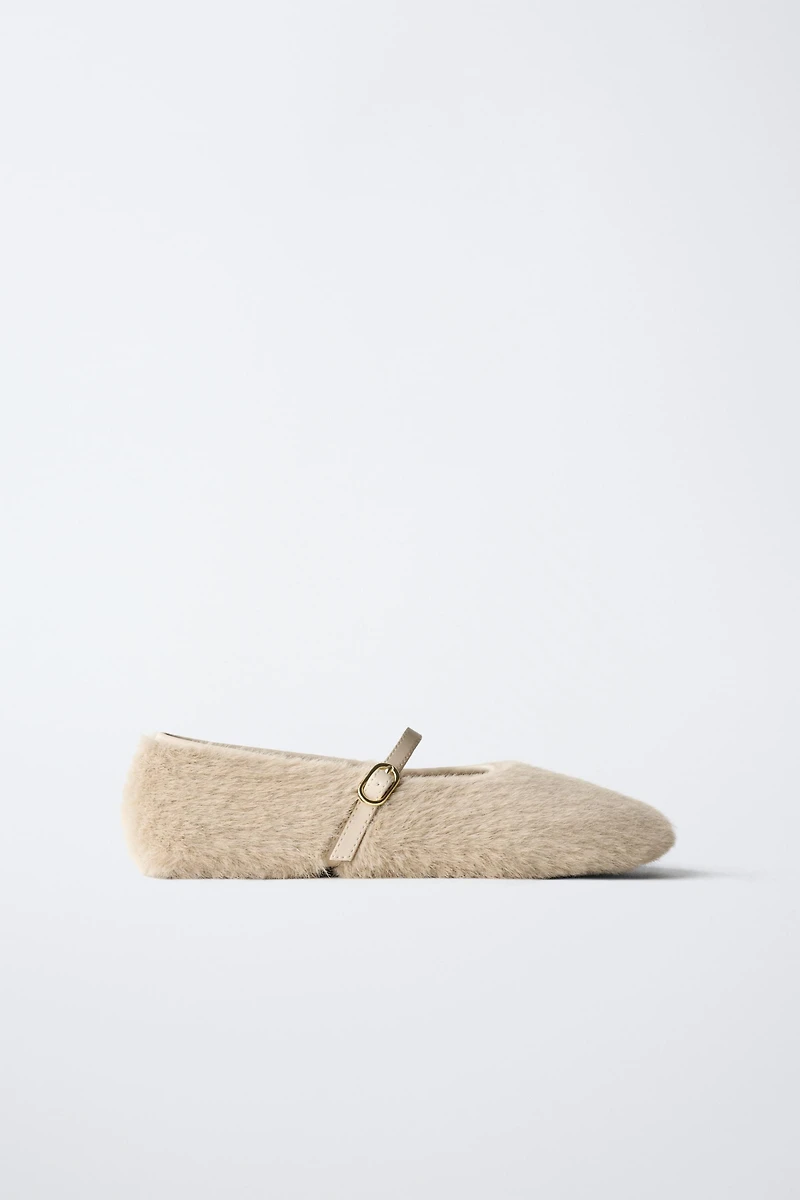 FAUX FUR BALLET FLATS