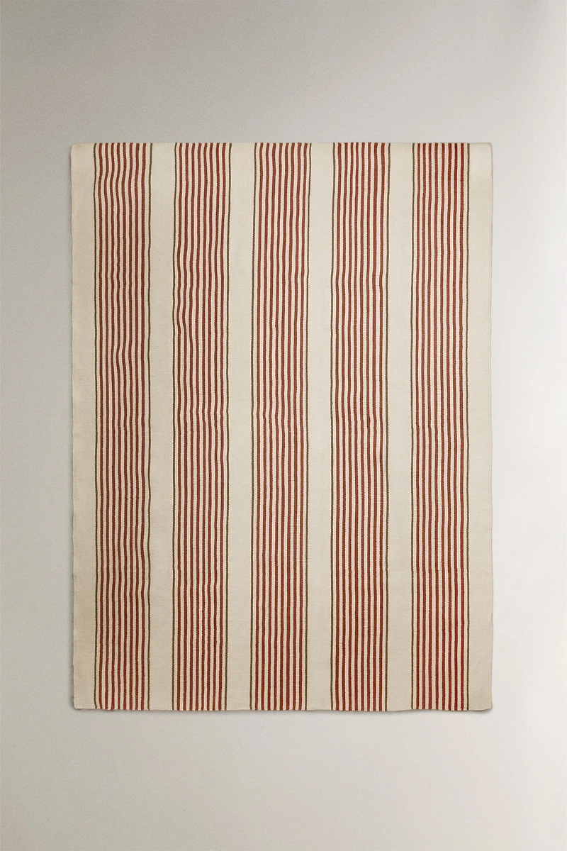STRIPED IUTE AND COTTON AREA RUG