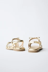 METALLIC BOW SANDALS