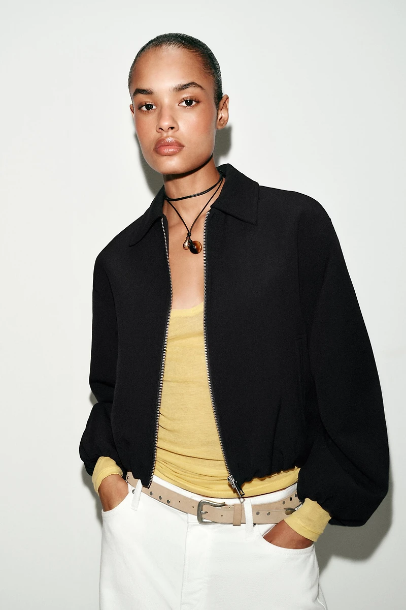 PUFF SLEEVE ZIP JACKET