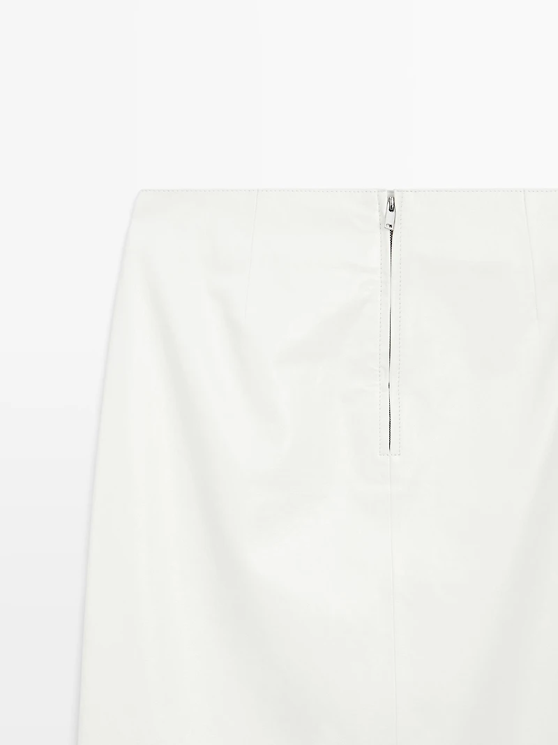 Nappa leather midi skirt