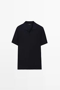Polo en maille de laine mélangée à manches courtes